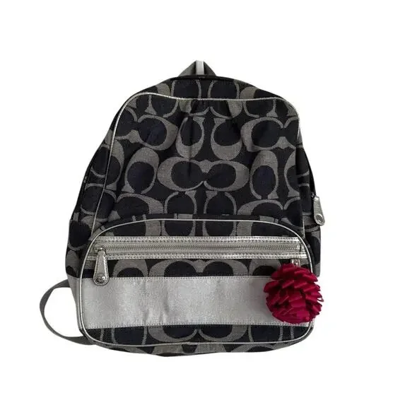 Coach Poppy Signature Denim/Silver Backpack s-l400.jpg main image 3